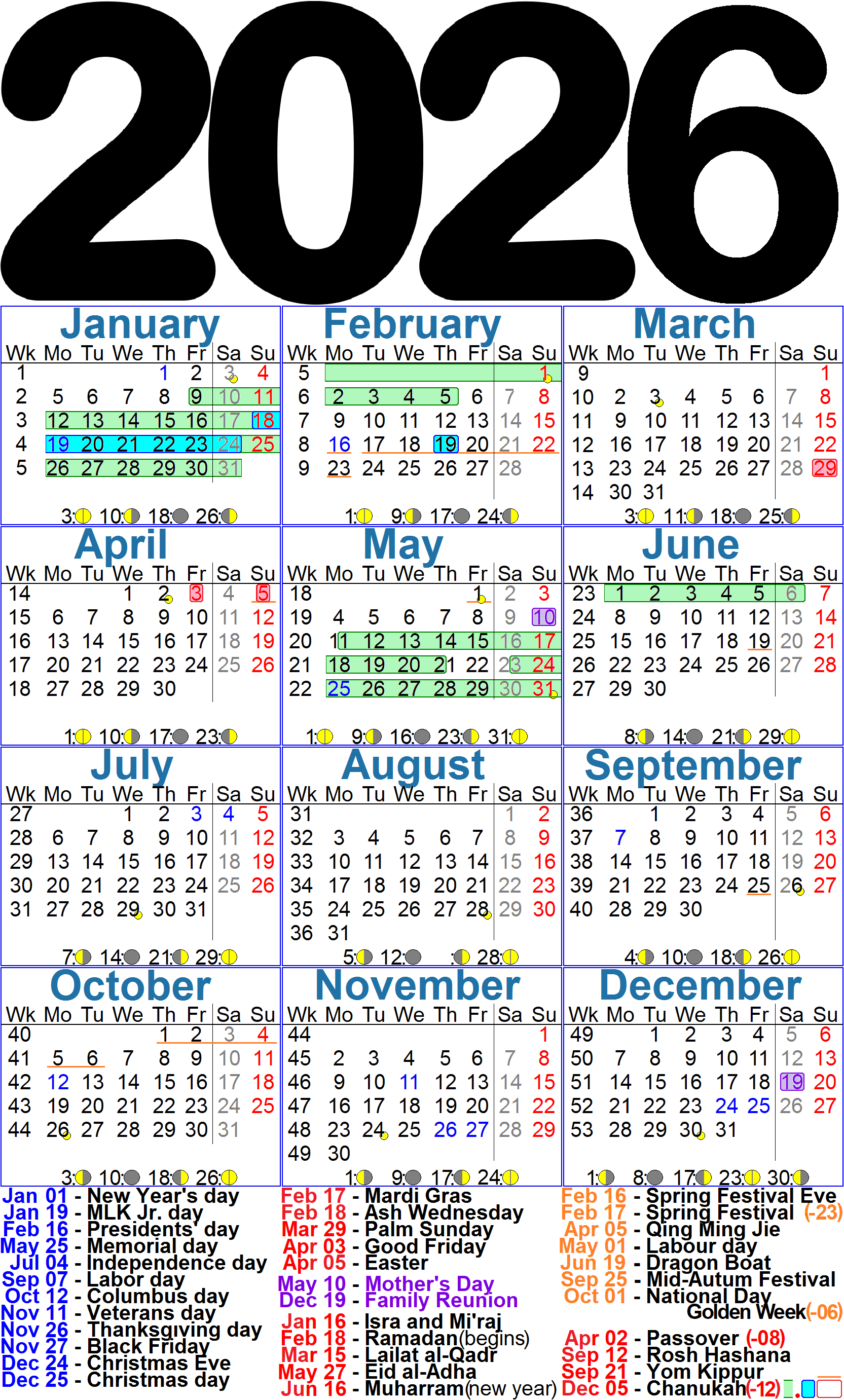 Calendar: 2026